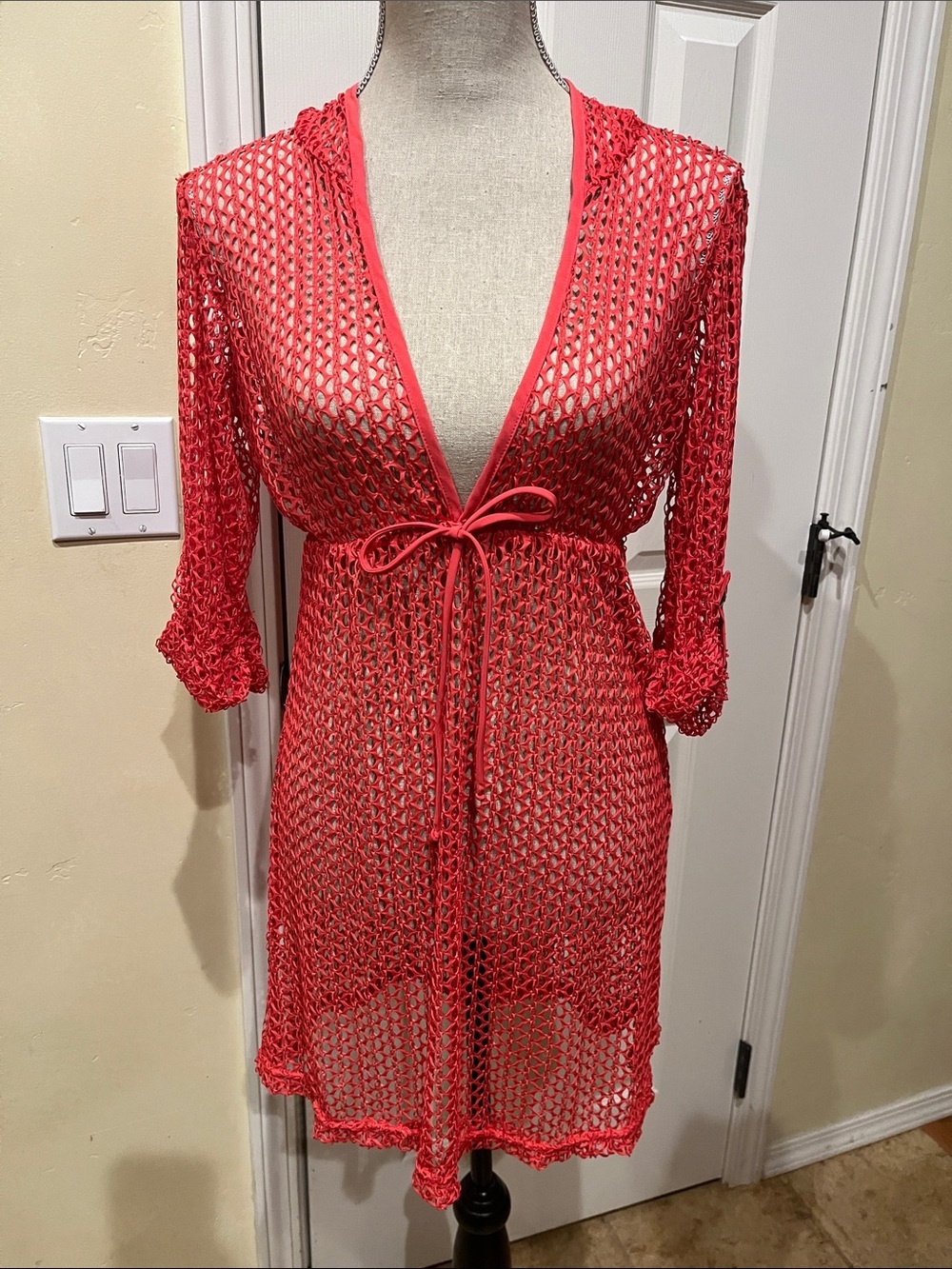 Luey Love Crochet Cover-Up in Coral